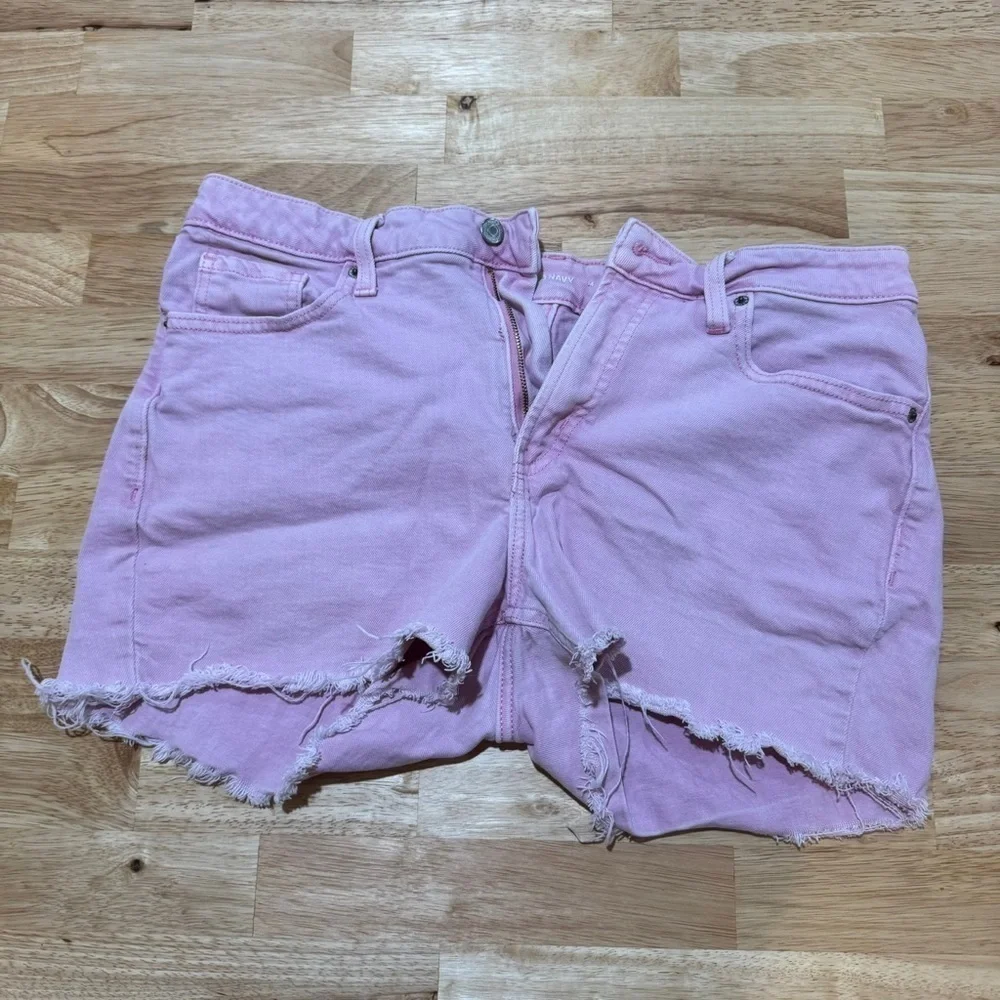 Old Navy Pink Distressed Jean Shorts Relaxed Fit